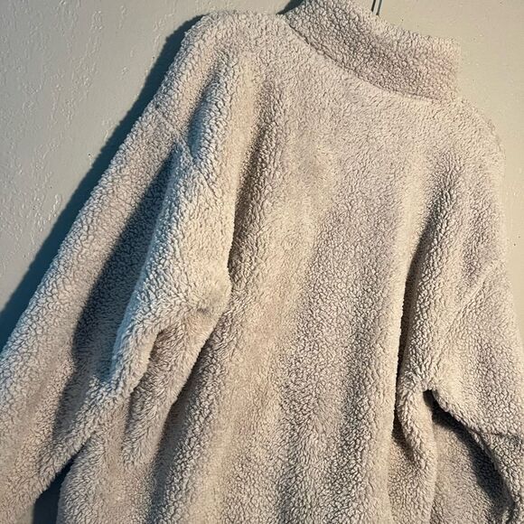 PINK Victoria’s Secret Cream Sherpa Full Zip Jacket SZ L - Picture 8 of 12